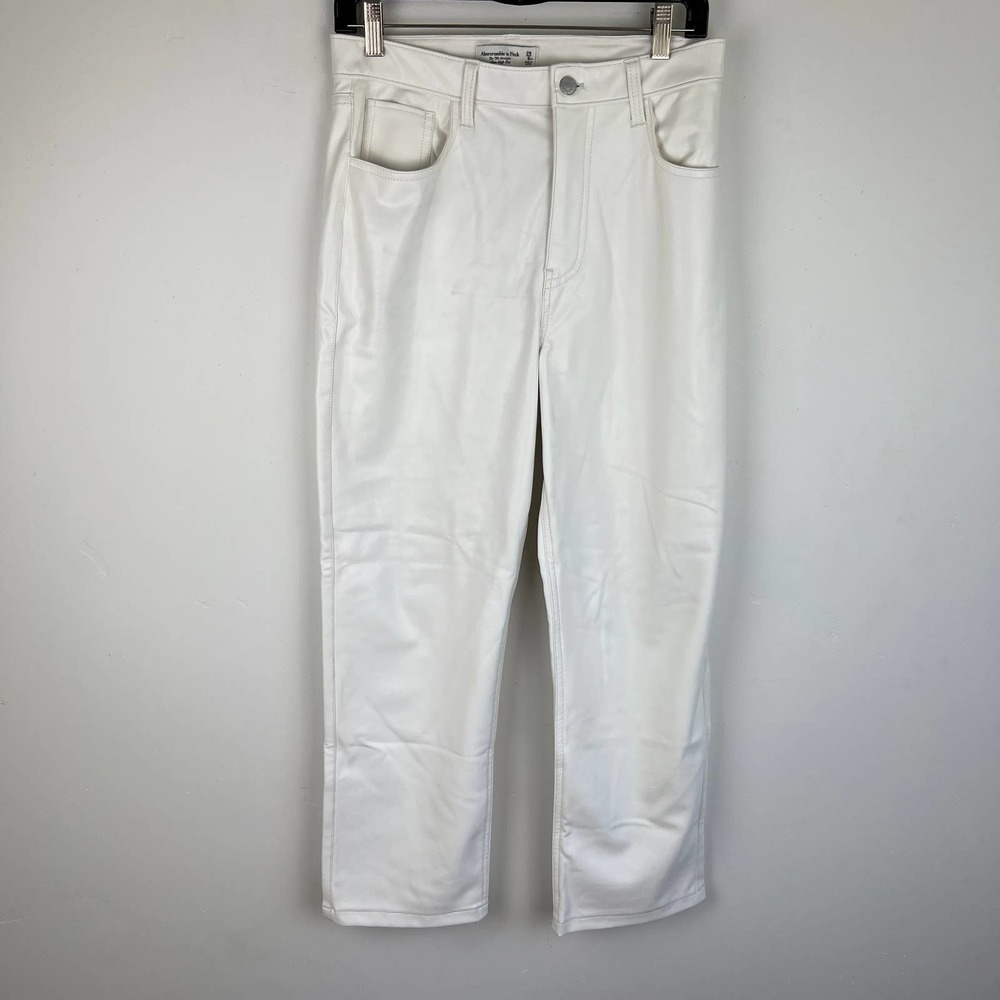 Abercrombie & Fitch Vegan Leather The 90's Straight Ultra High Rise Pants Size:8